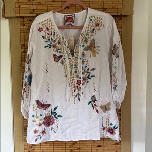 Johnny Was White Embellished Tunic
